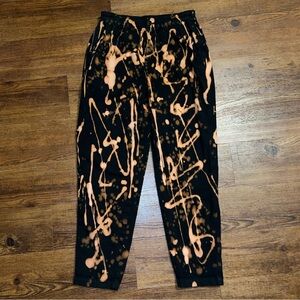 American Eagle Black & Tan Graffiti Splatter Stretch Baggy Grunge Jeans Size 6